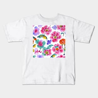 Flowers and leaves porcelain pattern Kids T-Shirt